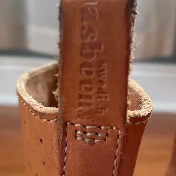 Swedish HASBEENS Perforated Tan Leather Platform Ankle Boots Size 38 - Picture 6 of 12